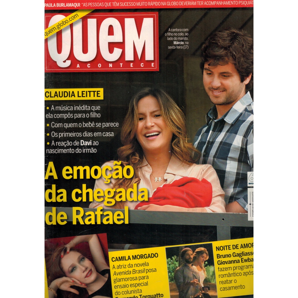 REVISTA QUEM, DE 24/08/2012, COM CLAUDIA LEITTE CAPA.