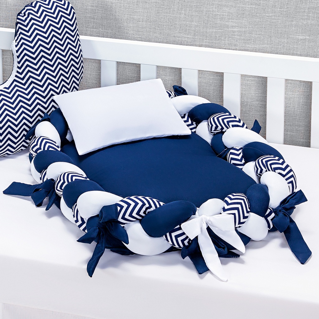 Jogo Ninho Redutor Com Trança Nuvem Rosa Para Berço Menina 4 Peças Super Macio