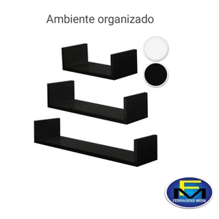 kit 3 prateleira Preto ou Branco suspensa