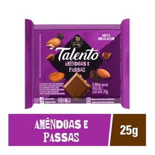 Chocolate Talento ao Leite com Amêndoas e Passas 25g