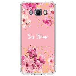 Capa de Celular Capinha Para Samsung J7 2016 Metal Personalizada - Floral Nome 4