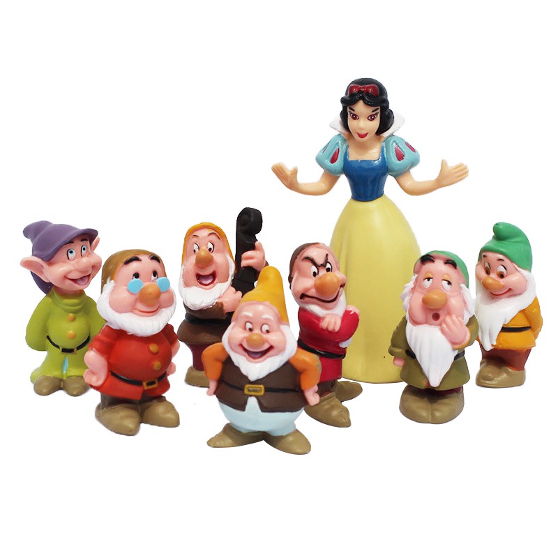 8 Pçs/Set Dos Desenhos Animados Princesa Branca De Neve E Os Sete Anões Versão Q Decoração Do Bolo Figuras De Ação PVC M
