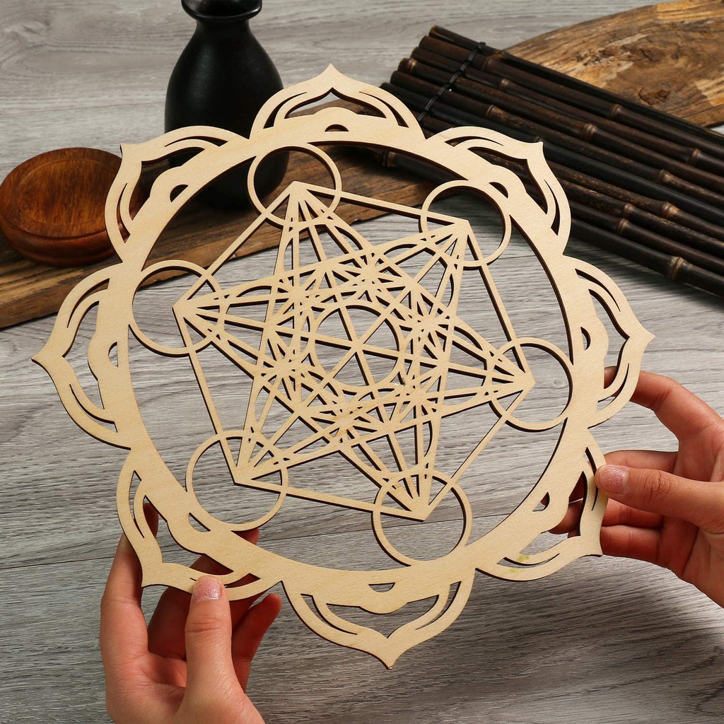 Mandala cubo Metatron Geometria Sagrada aplique de parede vazado em Mdf 3mm quadros decorativos