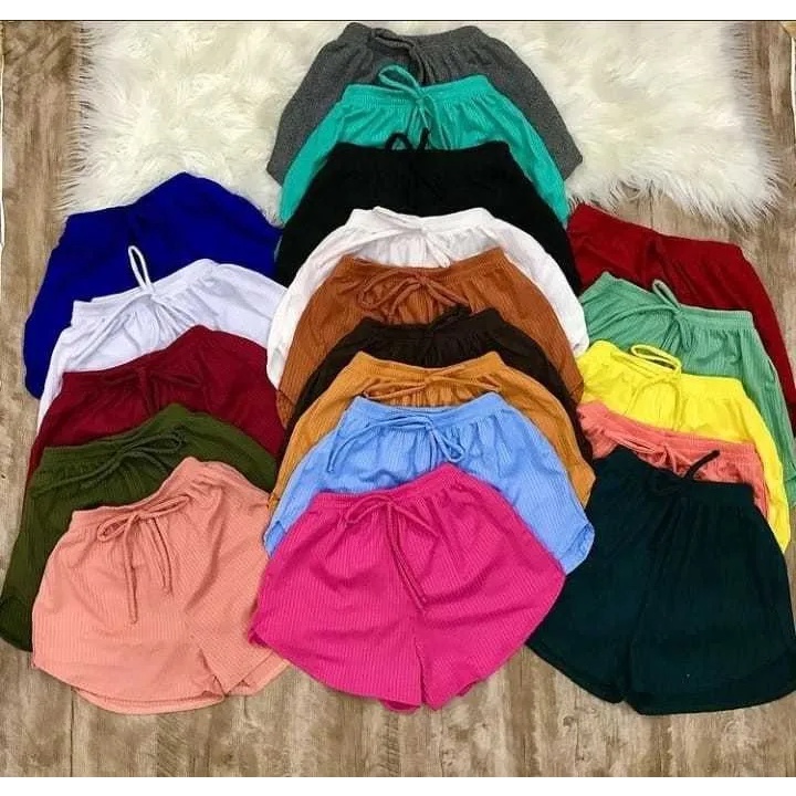 Kit 3 Shortinho Curto Soltinho Malha Canelada blogueira Verão Praia Academia