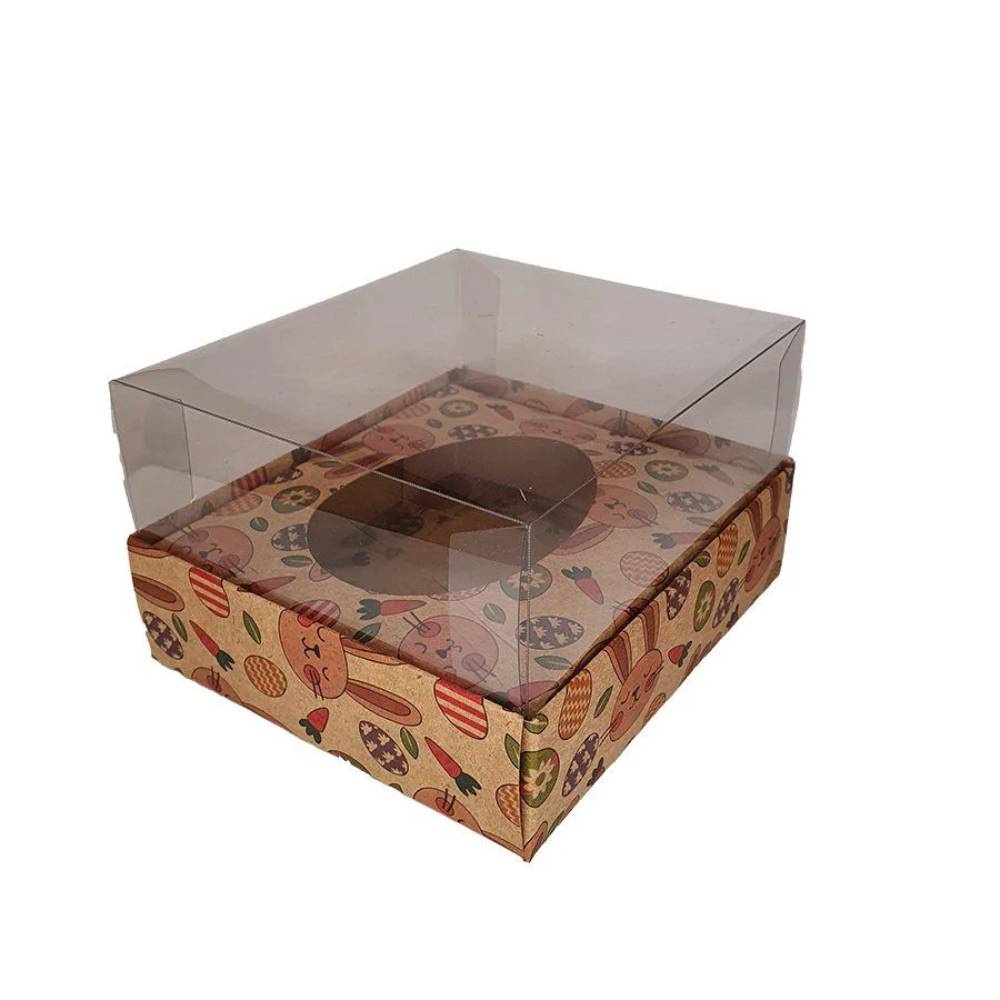 Caixa Ovo de Colher - Meio Ovo de 350g - 20,5x17x9,7cm - Kraft Coelhinhos - 5 un - Assk - Rizzo