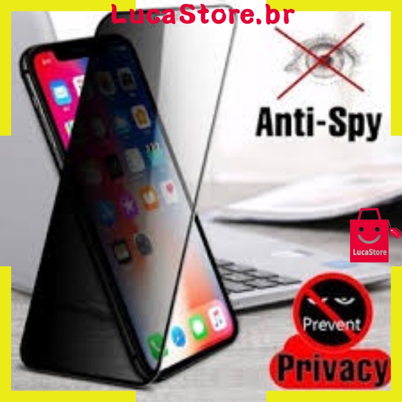 Pelicula Vidro Anti Spy Privacidade 3D Para Samsung Galaxy A03/A03s/Core/A01/A10/A10s/A20/A30s/A20s/A50/A21s/A70/A52/A72