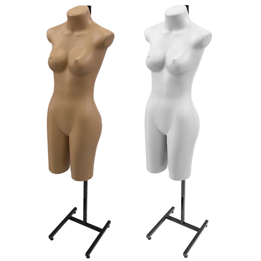 Manequim Feminino Pernão + Pedestal Regulável pintado, Manequim com pedestal