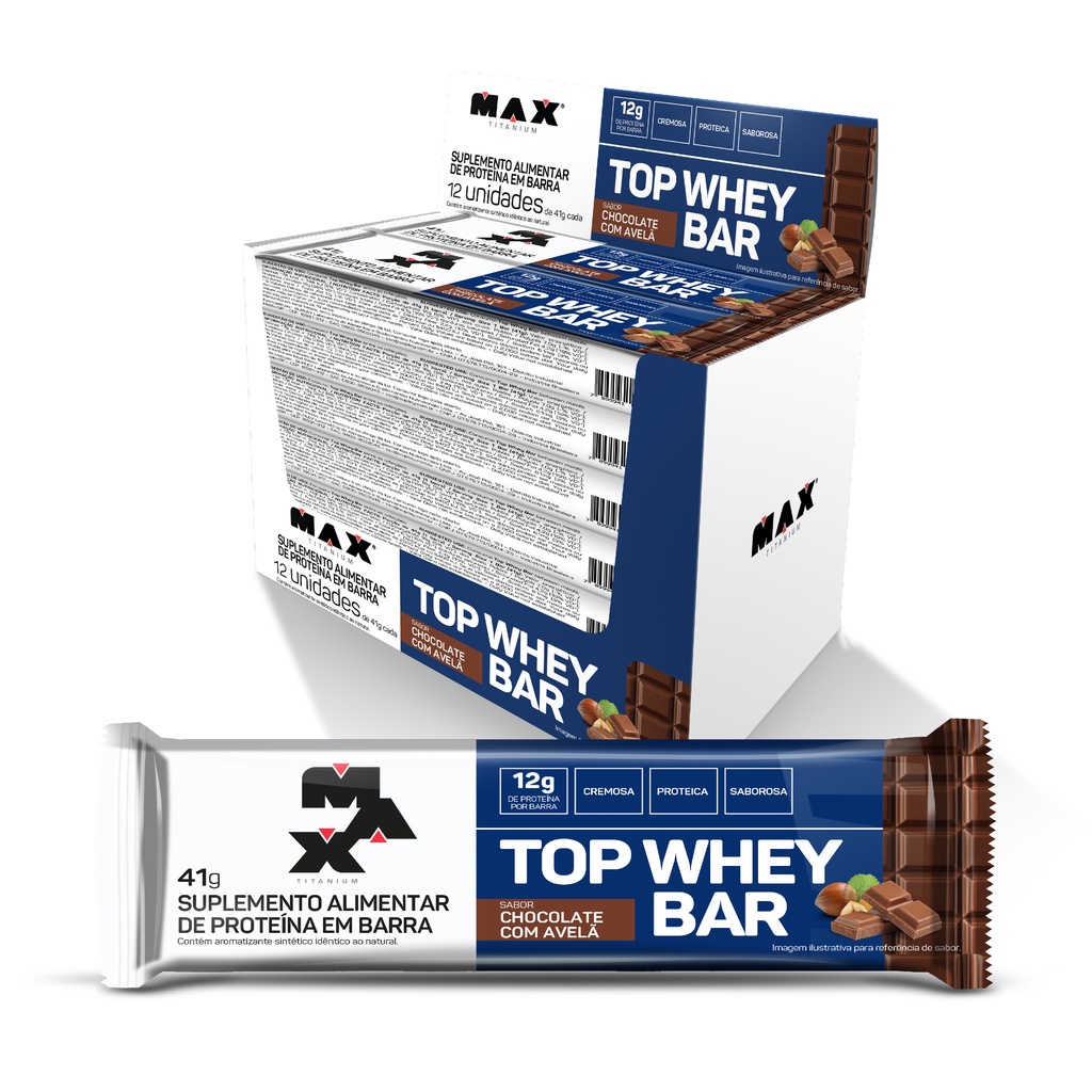 Top Whey Bar Caixa C/ 12 unidades - Max Titanium Lançamento