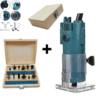 Kit Tupia Laminadora Manual 650W 6mm Para Madeira +Jogo de fresas 12 peças Com Maleta de Madeira ENVIO IMEDIATO