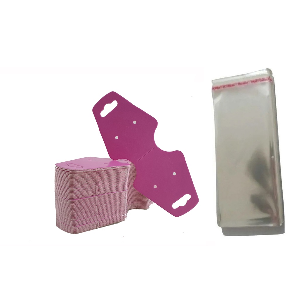 Tag para bijuterias tipo gravatinha para corrente e brinco com 200 peças + 200 saquinhos com furo e aba adesiva. Tags disponíveis em 6 opções de cores | Rosa | Branco | Verde | Preto | Pink | Kraft |