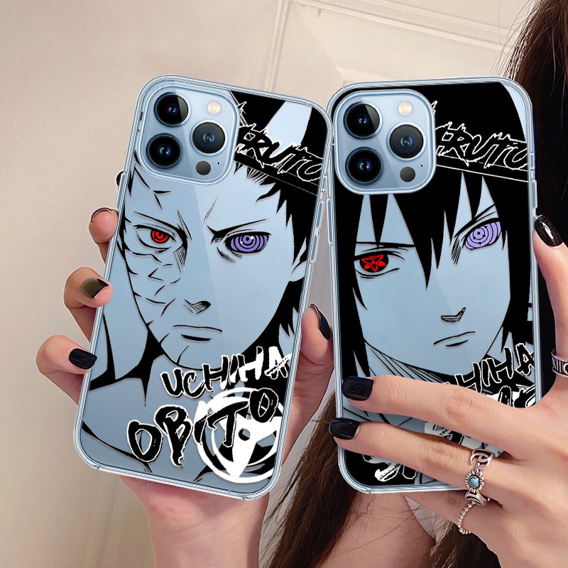 Anime Naruto Sasuke Padrão De Telefones Celulares Caixa Compatível Para iPhone X XS Max XR 12/13 Mini 7 6 Plus 5 SE 2020 Tampa Macia Transparente Anti-Riscos