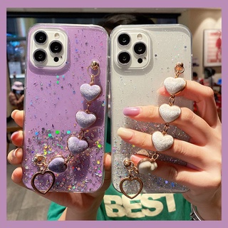 Capa Glitter Compatível Para iPhone 14 Pro Max SE 13 12 11 Pelúcia Corrente De Amor De Celular Bling Silicone
