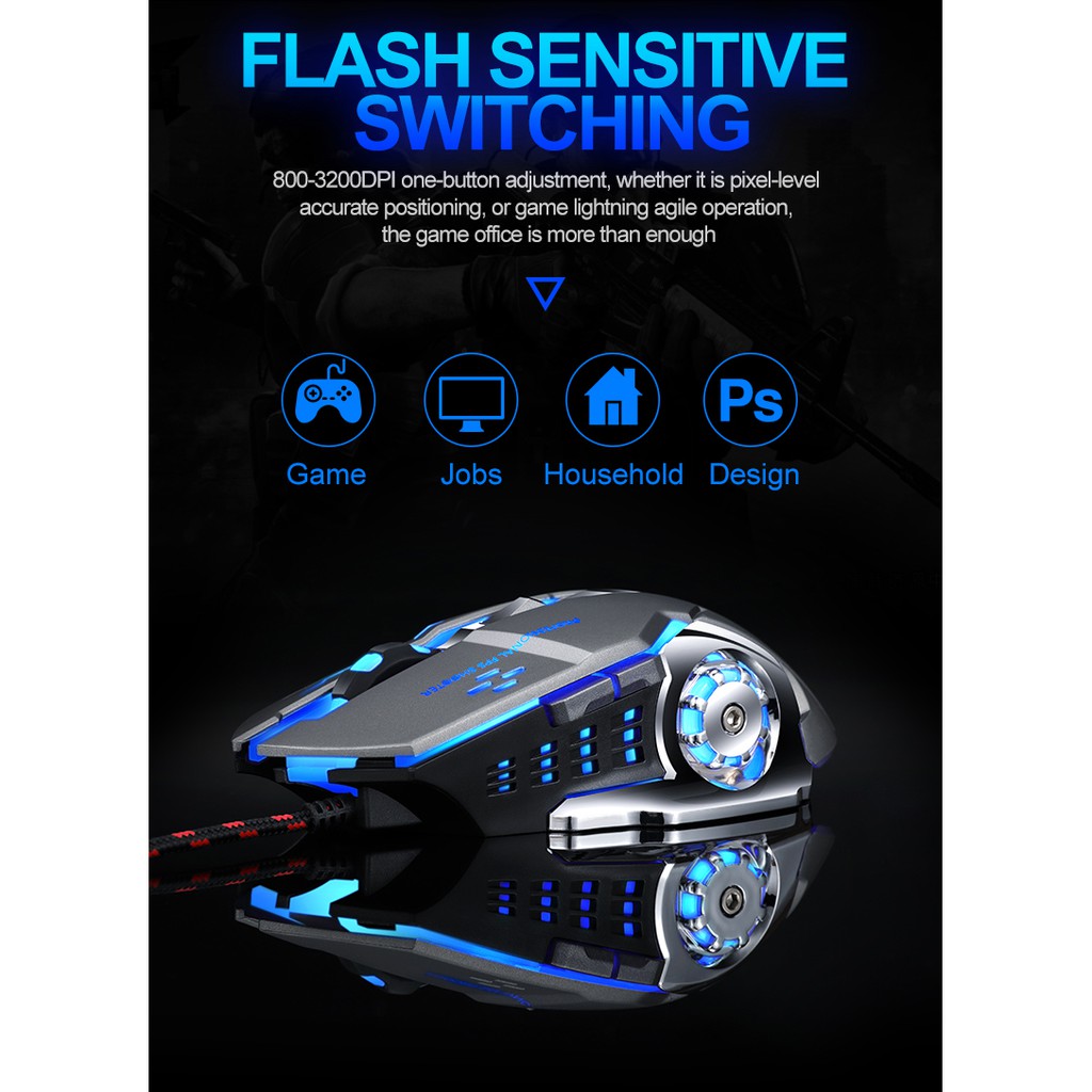 Mouse Gaming Led T-Wolf V6 (Rgb) / Mouse Game Twolf Murah