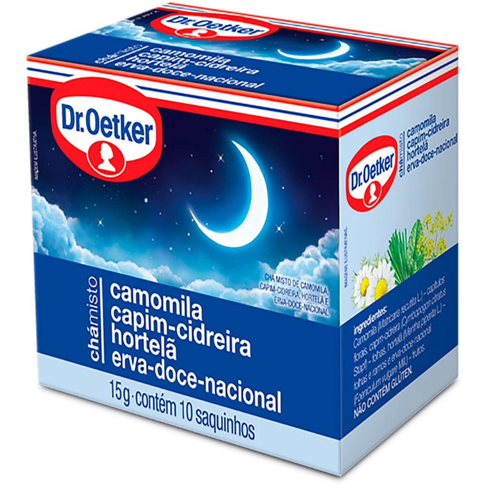 Chá Misto Camomila, Capim Cidreira, Hortelã, Erva-doce-nacional 15g 10 saquinhos Dr.Oetker