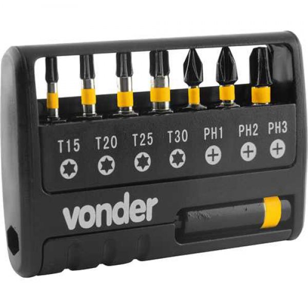 Jogo Bits/Ponteiras Impacto S2 9 Pcs Encaixe 1/4"  VONDER - Home & Living
