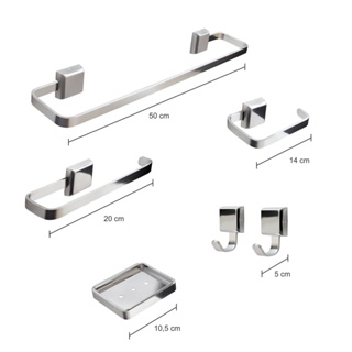 Kit Acessórios Para Banheiro Luxo 6 Peças Saboneteira Inox 2 Cabides em Oferta na Shopee