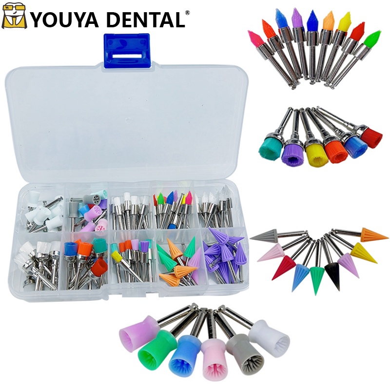 100 Pçs/Caixa Escovas Polidoras Escova De Cerdas De Náilon Copo De Polimento Descartável Prophy Copos Conjunto