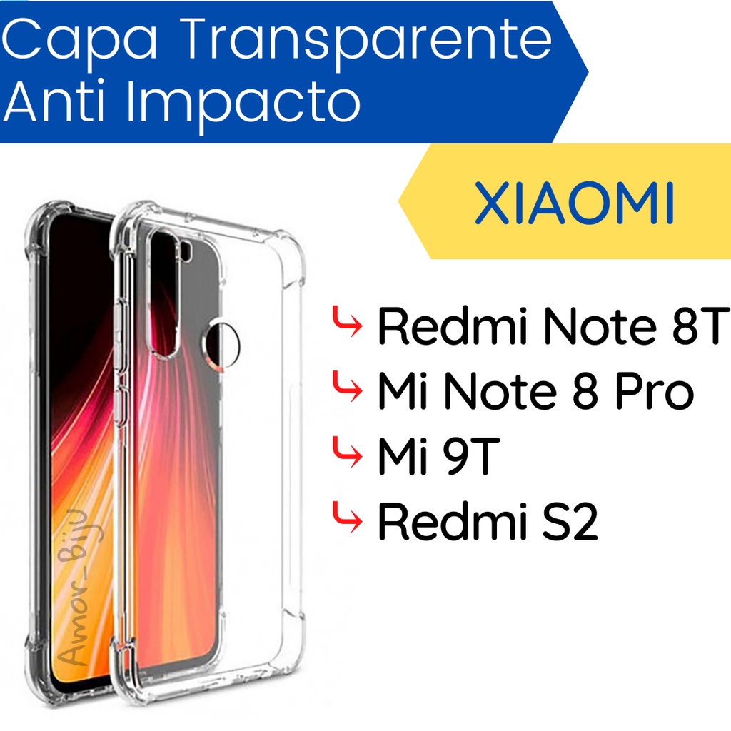 Capinha Transparente Anti Impacto Xiaomi Redmi Note 8T / Mi 8 Pro / Mi 9T / Redmi S2 / Capa Case para celular (CF09)