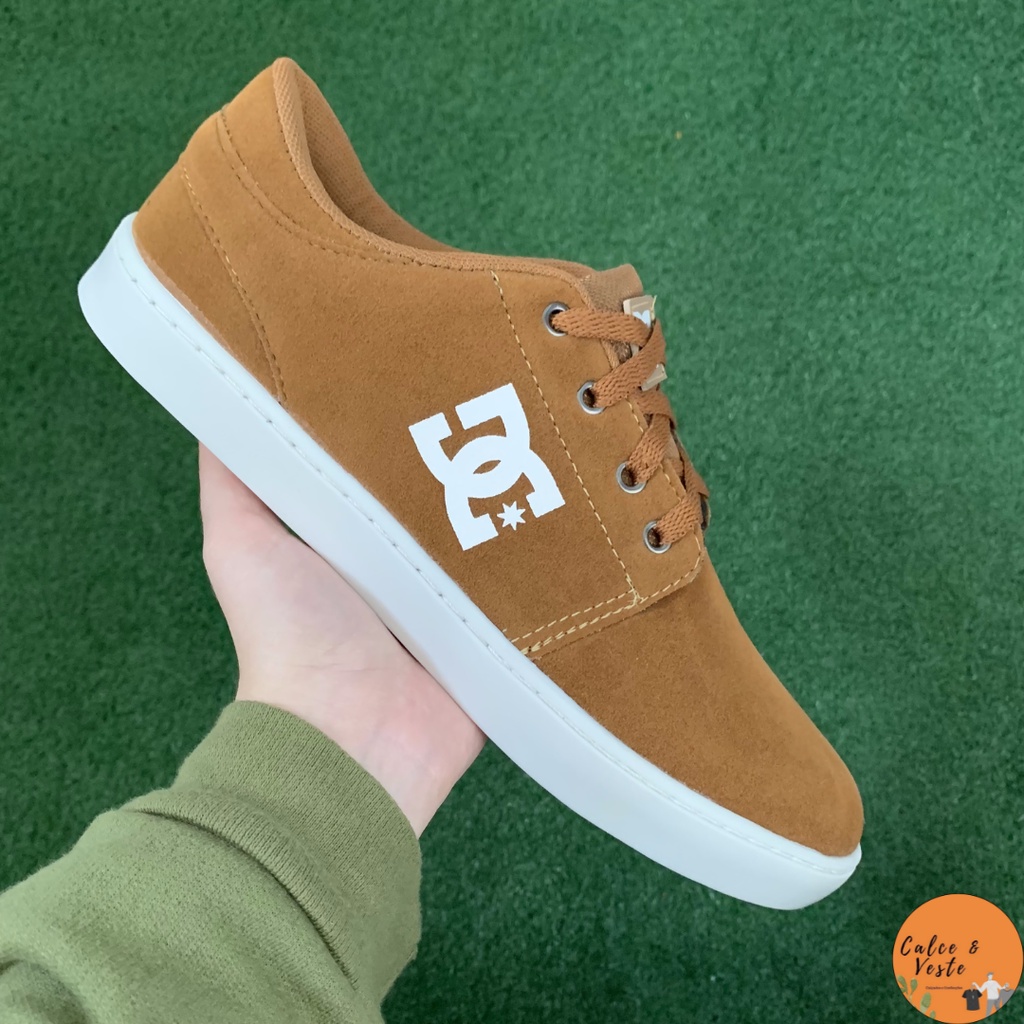 Tênis DC Shoes Caramelo/Marrom/Bege Skateboard Cano Baixo