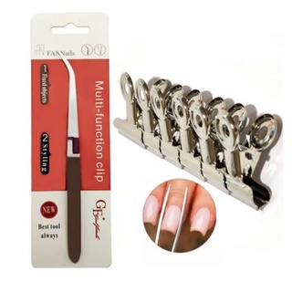 Kit 6 Presilhas Grampos + 1 Pinça Para Unhas Gel Fibra Unha De Manicure | Envio Imediato