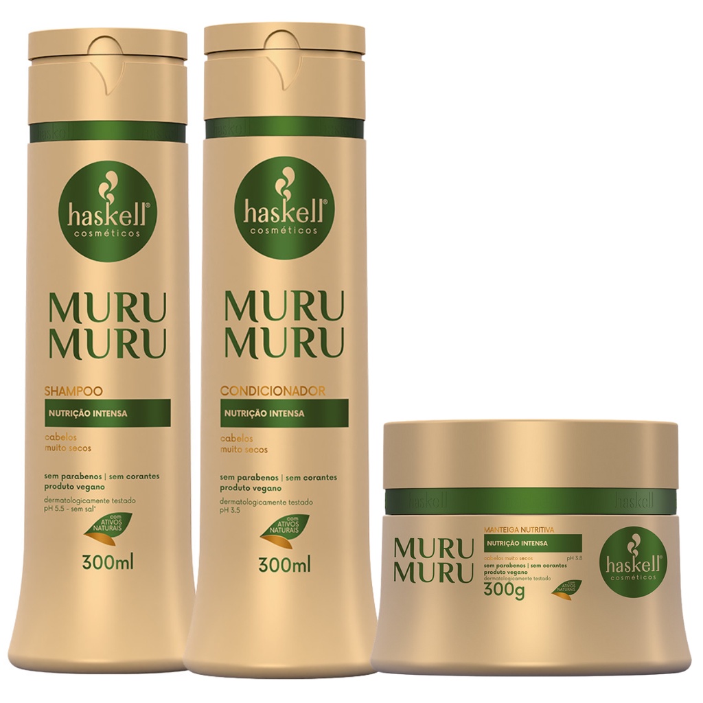 Kit Haskell Murumuru Shampoo, Condicionador e Máscara 300g/ml Nutrição Intensa