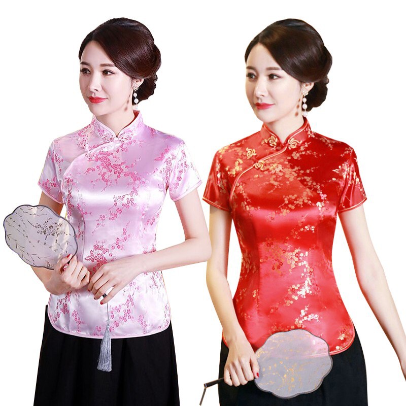 Vestido Cheongsam Feminino Vintage Tradicional Chinês Com Mangas Curtas E Estampa Floral em Oferta na Shopee