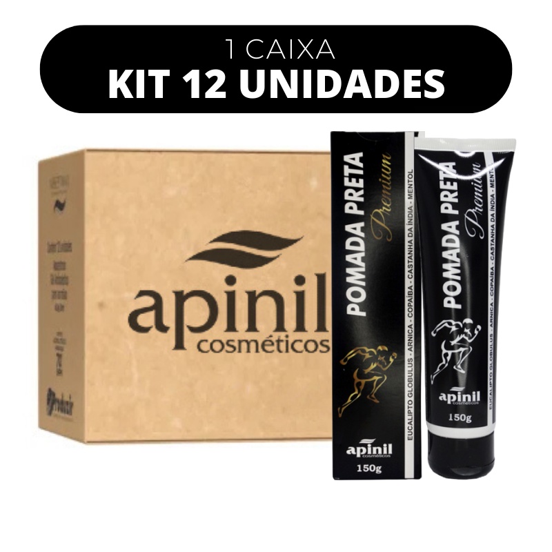 Kit 12 Pomada Preta - 150g - Apinil Premium em Oferta na Shopee