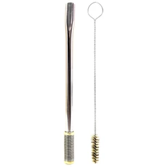 Bomba De Terere 19cm Aço Inox Lisa Dourado Bojo Mola