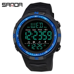 Sanda À Prova D 'Água Relógio Cronógrafo De Luxo Display Led Para Mulheres Dos Homens Para Esportes Elegantes Relógios 6014-1
