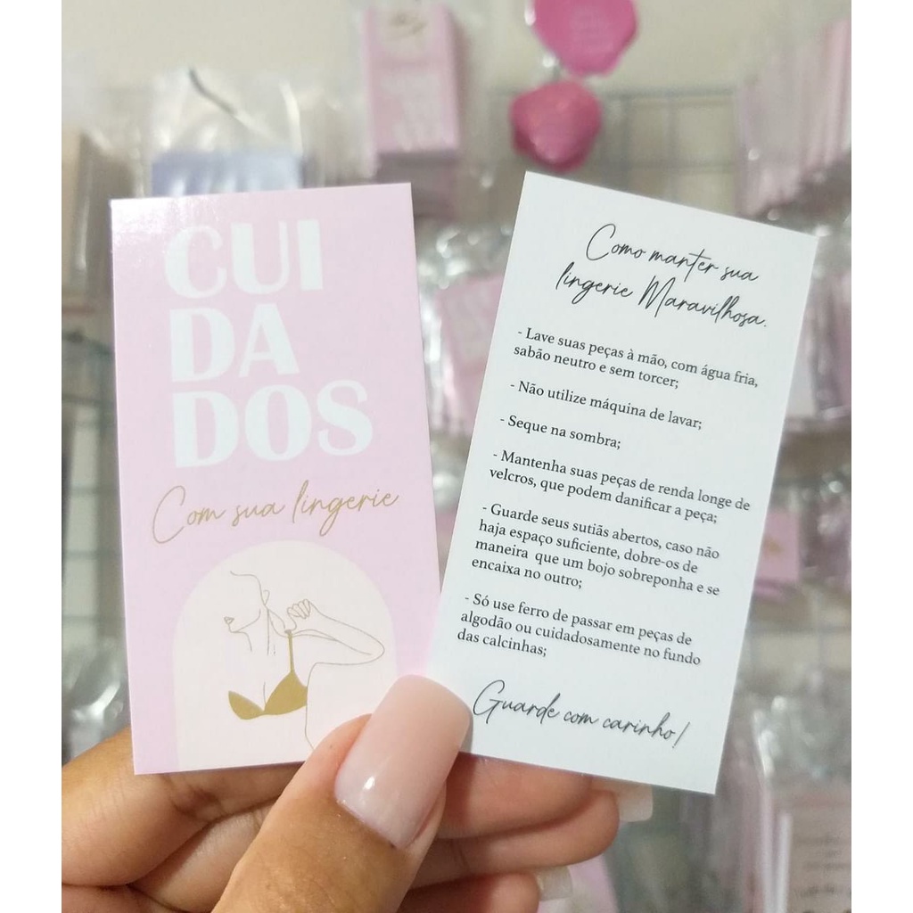 50/100uni Cartão de cuidados com lingerie - Pronta entrega