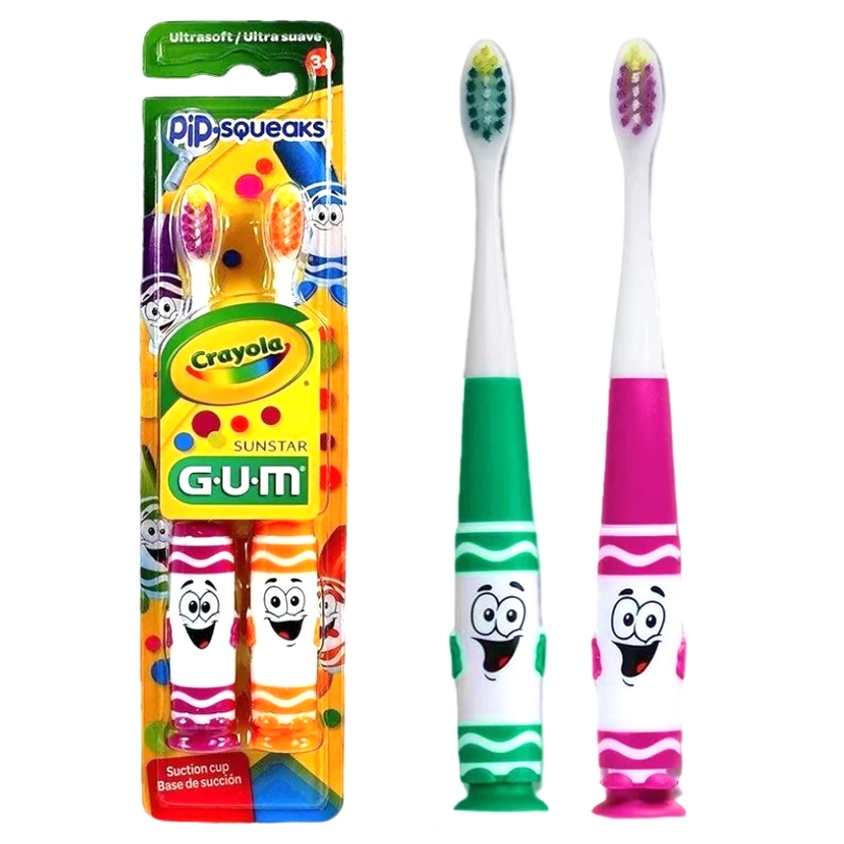 Kit Escova Infantil C/ Ventosa Crayola Pip Squeaks Gum C/ 2