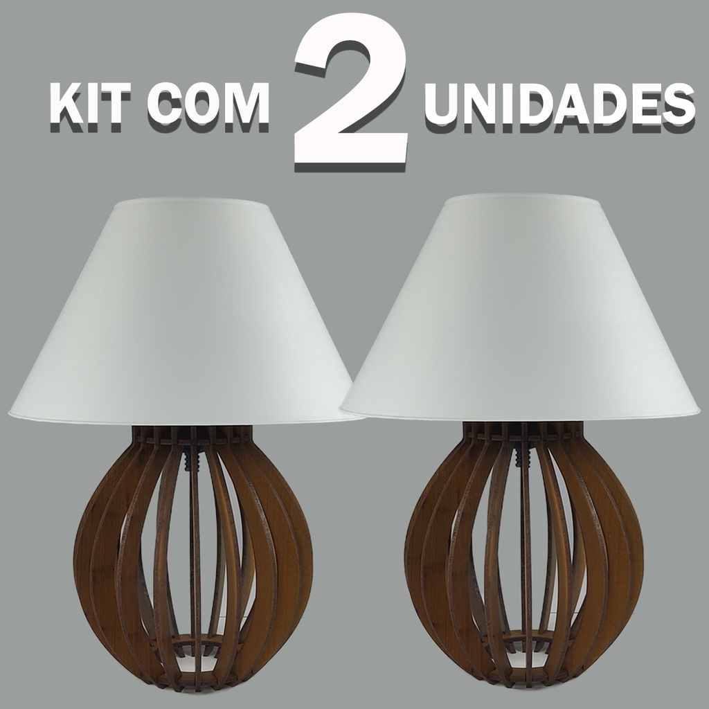 Kit 2 unidades Abajur La Finesse Cupula Branco - Luminária Para Decoração Quarto e Sala