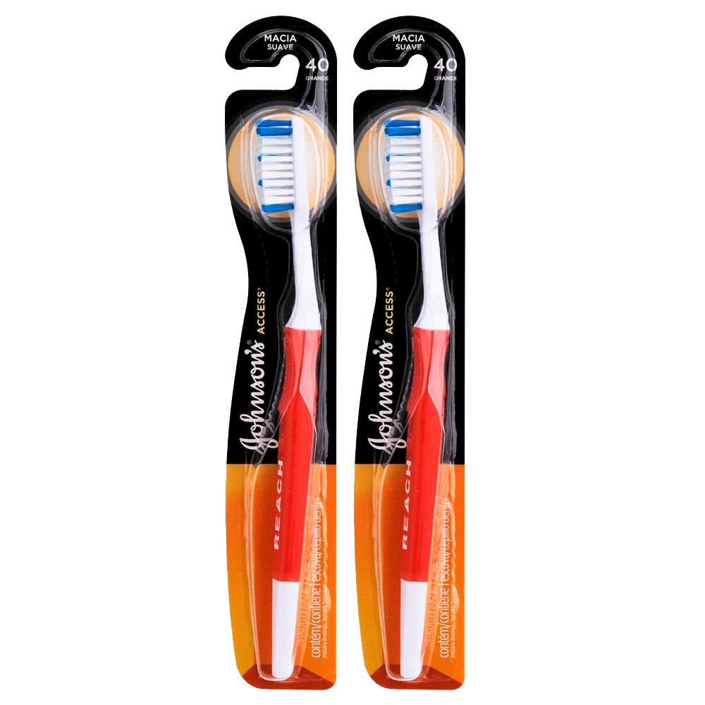 Kit 2 Escovas Dental J&j Reach Access Macia Grande 40 em Oferta na Shopee