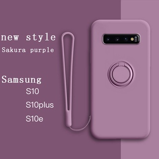 Capa Flexível De Silicone Com Suporte De Anel Para Samsung Galaxy S10/S10E/S10 Plus