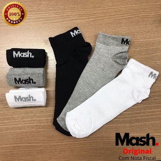 Meia Mash Kit com 3 pares de Meias Esportiva Sapatilha para o Dia a Dia Brancas - 205.02B