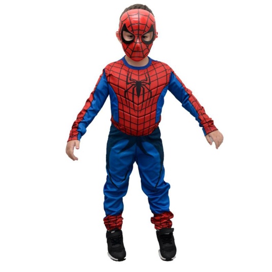 Fantasia Homem-Aranha Spider-man Infantil + enchimento +máscara de plastico  | Shopee Brasil