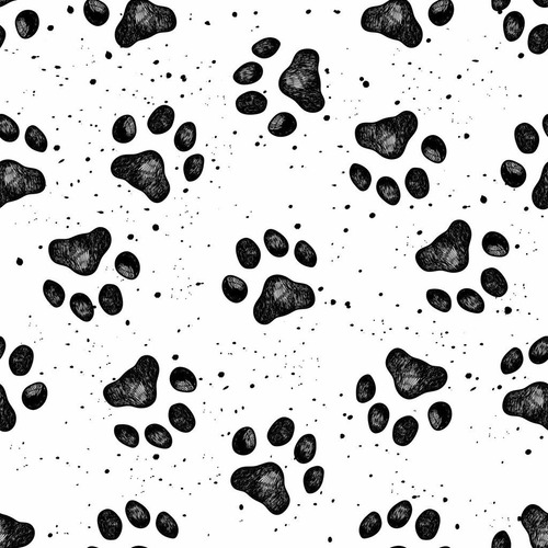 Papel De Parede Quarto Sala Patinha Preto Branco Adesivo Petshop Animais Gato Cachorro Vinílico 10m