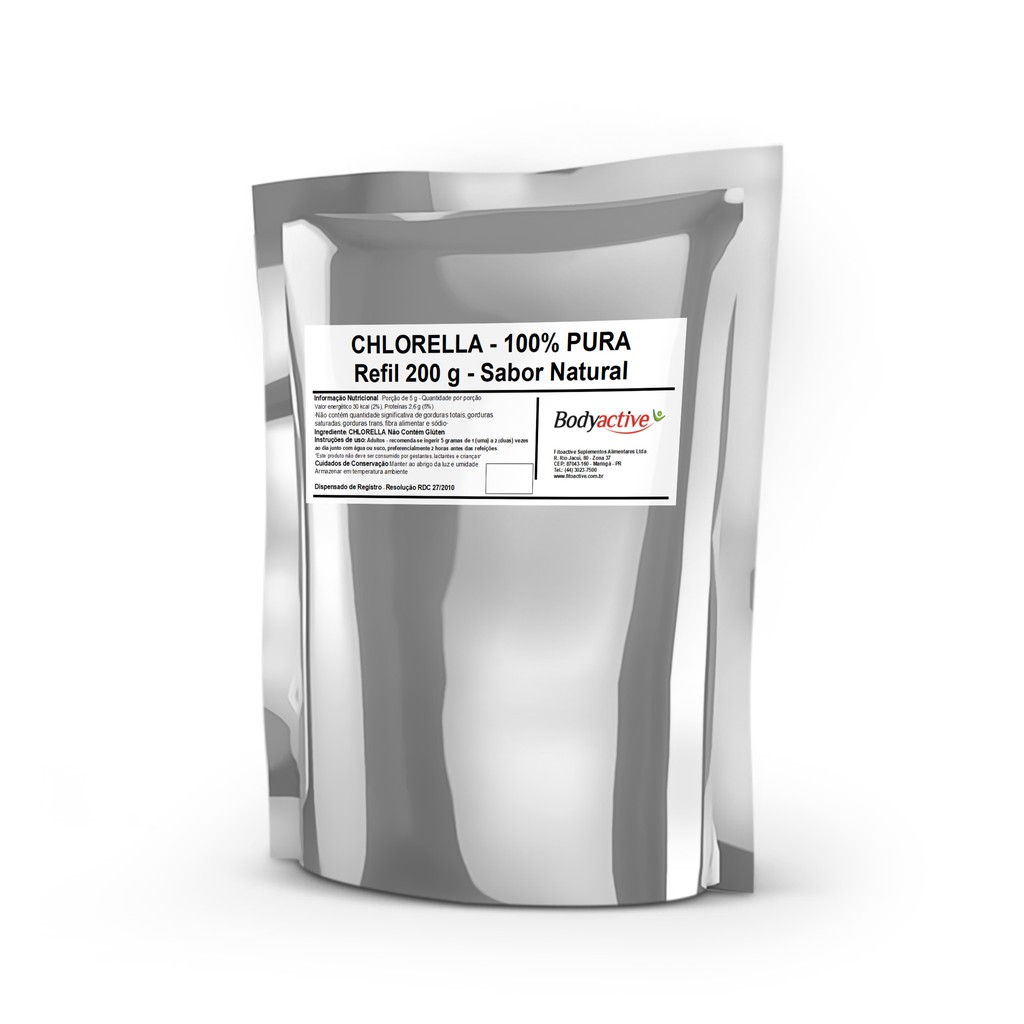 Clorela (Chlorella - Clorela) Em Pó Pura 100% 200 G Algas Bodyactive