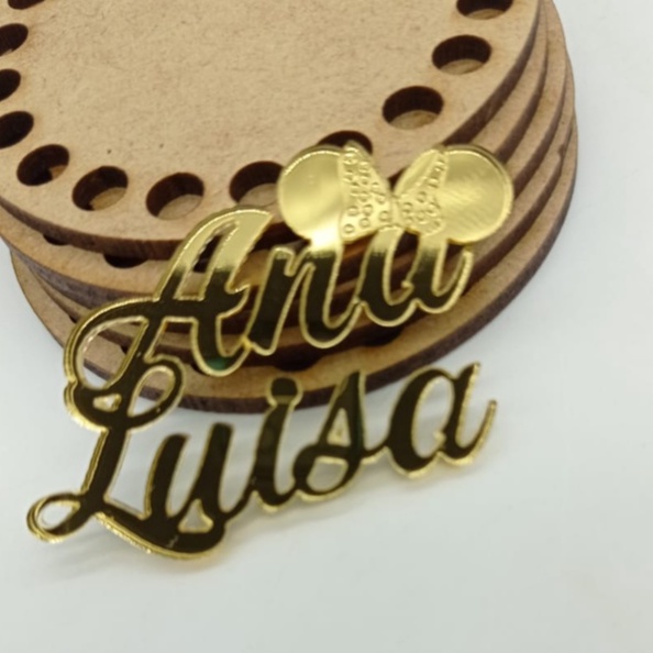 Nome em Acrílico Espelhado - Tema Minei - 1,5cm Altura