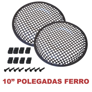 Par De Tela Para Alto Falante 10 Polegadas Metal Ferro Borda De Borracha + Garras + Parafusos em Oferta na Shopee