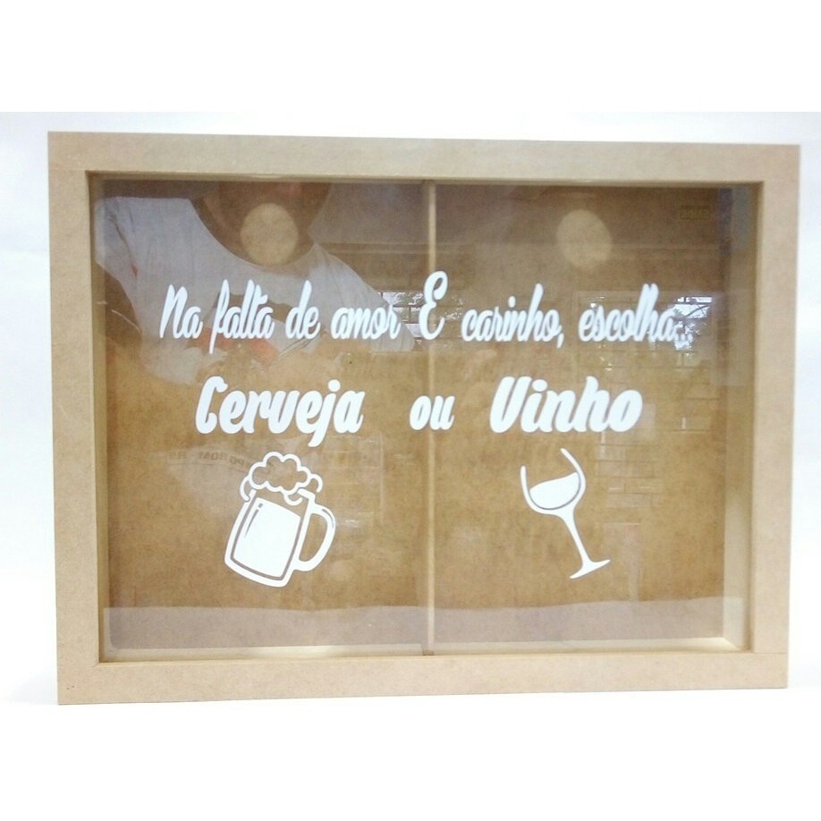 Quadro Porta Rolha E Porta Tampinha Cerveja Duplo 30x40 em mdf