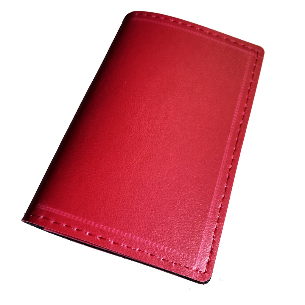 Carteira Porta Documentos Couro Vermelho Vertical Slim