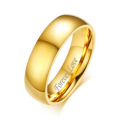 Vnox Anel De Ouro Gravado Personalizado De Aço Inoxidável Jóias Para Mulheres Dos Homens