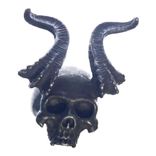Anel Aço Inox Caveira Negra Diabo Demônio Lúcifer Satan Exú