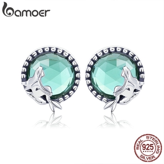 Bamoer Nova Coleção Romântico 925 Sterling Silver Fairy Story Luz Verde Cz Brincos Do Parafuso Prisioneiro Das Mulheres Jóias De Prata Esterlina Sce383