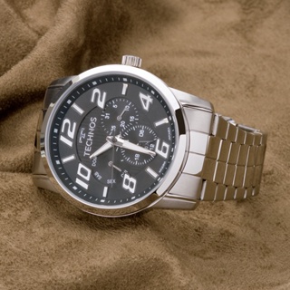 Relogio Technos Masculino Prata Fundo Preto 6p29afts/1p Original Presente Homens Marido Original com Garantia de 1 Ano em Oferta na Shopee