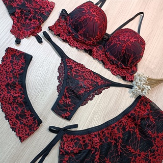 Conjunto Lingerie Luvinha Sexy Renda Bicolor Sainha Perneira Ref.477