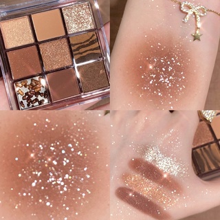 Sombra de olhos brilhante de 9 cores perolada maquiagem pigmento brilhante Sombra de olhos esfumada Pallete Cosméticos à prova d