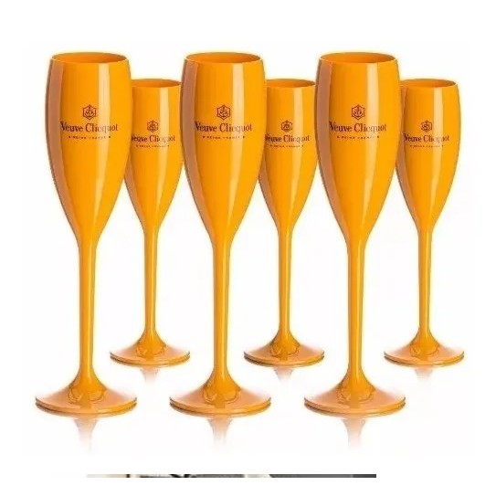 Kit Com 6 Taças Veuve Clicquot Champanhe Espumante Vinho