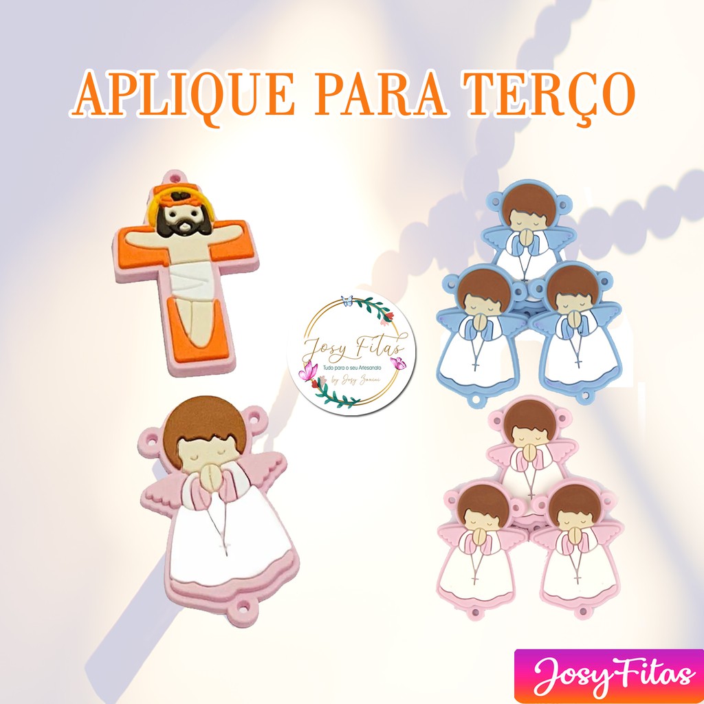 Anjinho emborrachado 3X4 CM Anjo terço católico cruz missa religioso fé Artesanato Laços Tiaras Bijuterias CÓD 494 3668